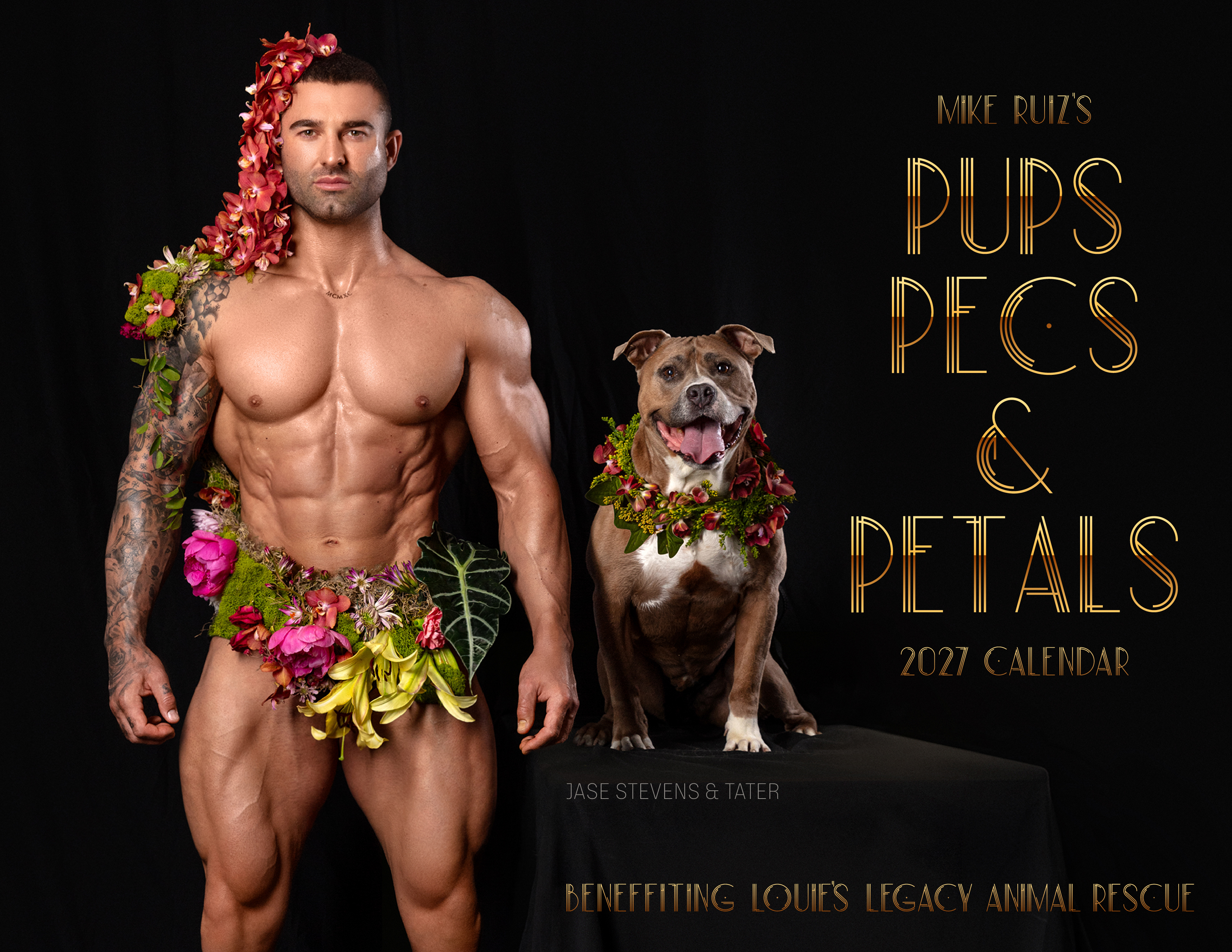 Mike Ruiz's Pups, Pecs and Petals 2027 Calendar cover